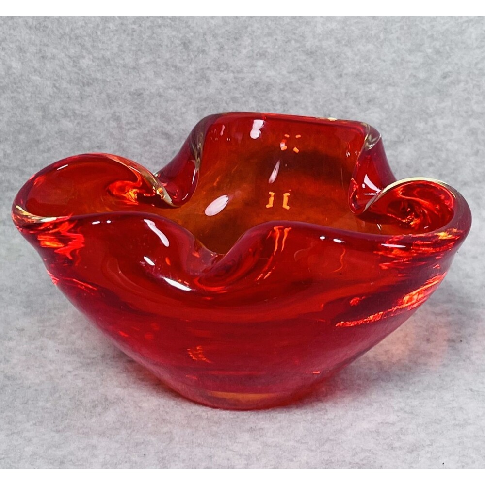 Vintage Murano Art Glass Bowl Ashtray Trinket Dish 6" Mid Century Modern‎ Decor